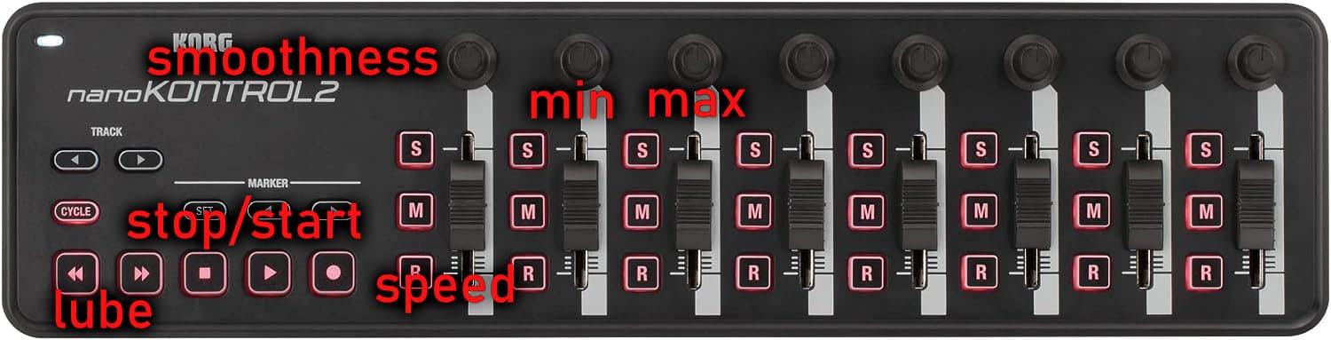 A photo of the nanoKONTROL2 MIDI controller